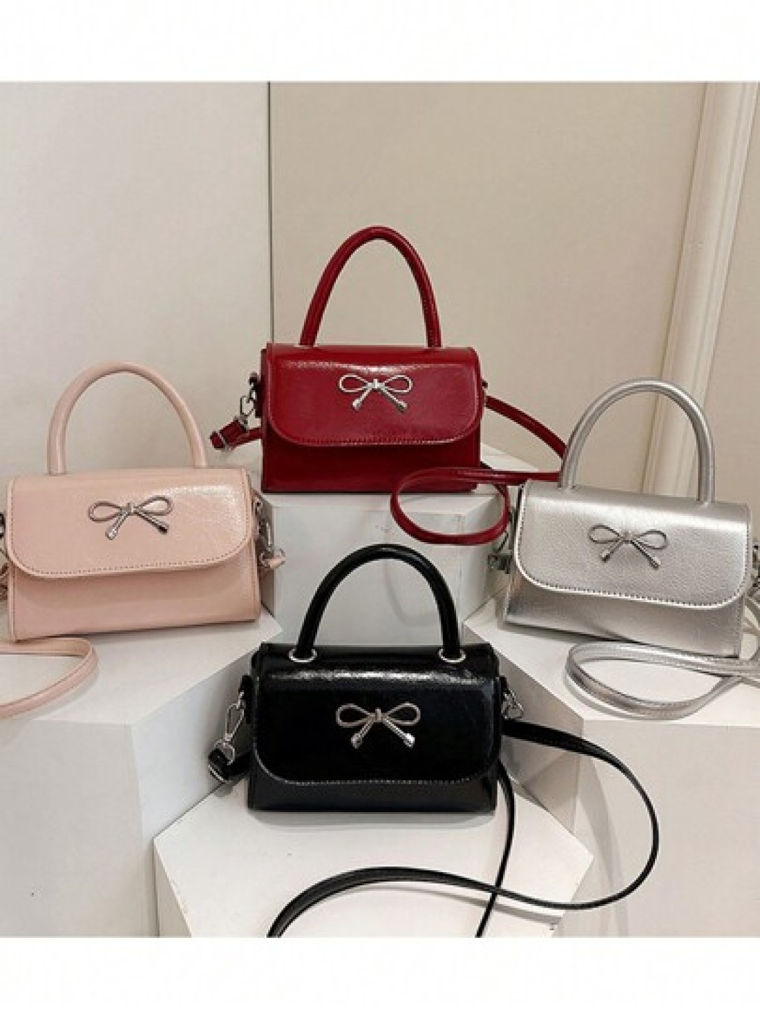 A Mini Casual Versatile Fashionable And Simple Cross Body Bag With A Diamond Shaped Bow Lipstick Suitable For Daily Use Going Out Shopping Dating Coin Purse That Can Be Worn On One Shoulder Or Across