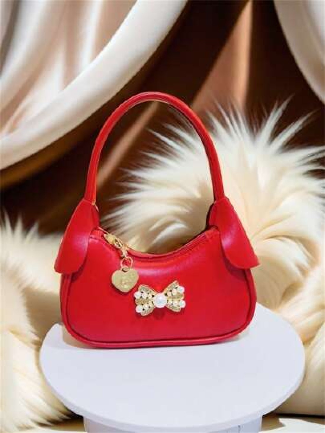 Rhinestone Pearl Bow Decor Girls Handbag New Autumn Winter Fashion Kid s Mini Bag Princess Style Coin Purse Cute Tote Bag Christmas Gift Birthday Present Candy Bag Lipstick Case Accessory Pouch Snack