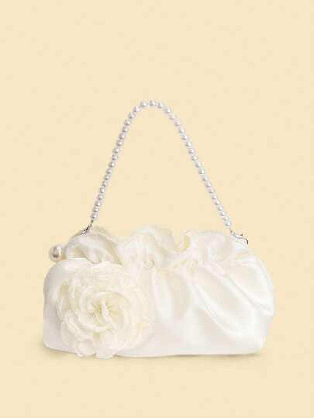 1pc Ruffle Cloud Mobile Phone Coin Purse Floral Pearl Hand Held Clutch Bag