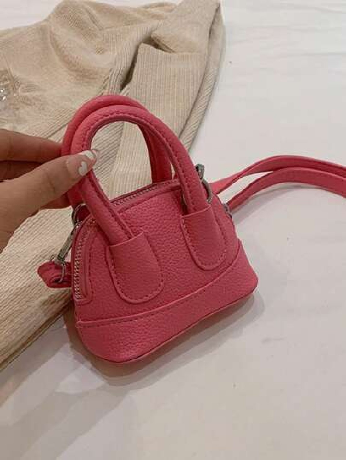 1pc Litchi Pattern Small Shell Children s Candy Color Mini Crossbody Lipstick Bag Crossbody Coin Purse Comfortable Fabric Light And Compact The Internal Space Is Very Open Suitable For Daily Use When