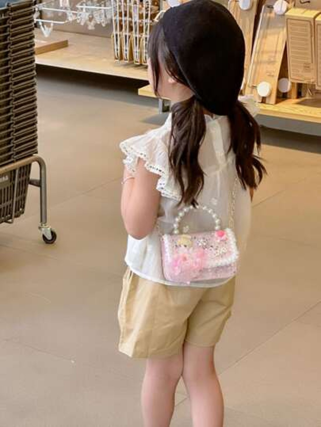 Mini Glitter Decorated Fashion Faux Pearl Satchel For Evening Party