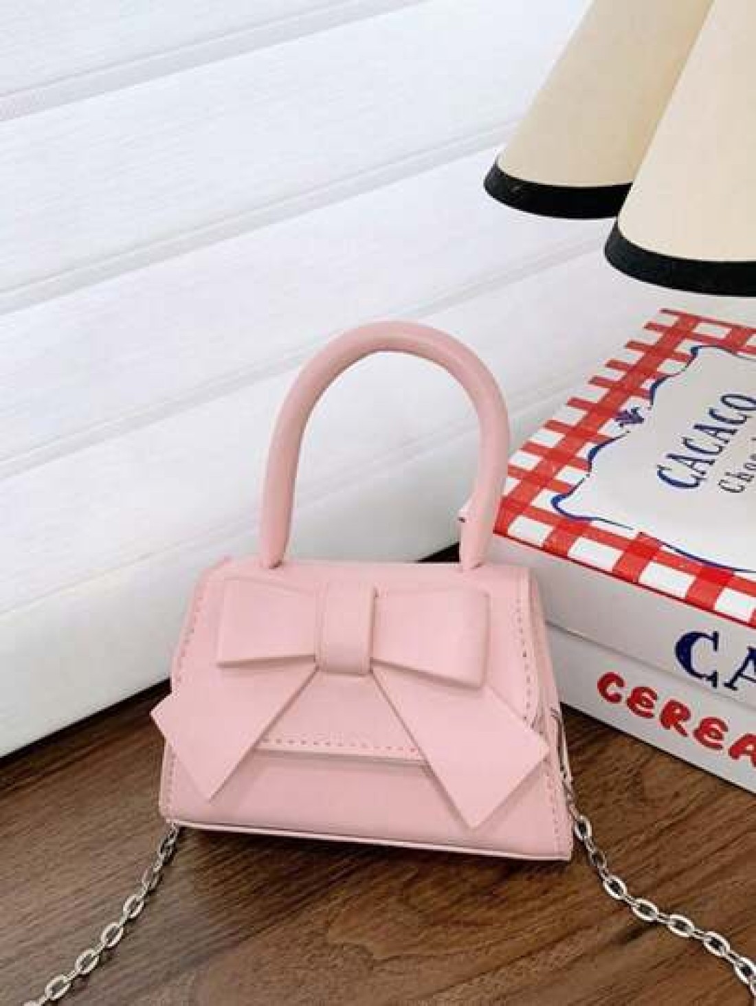 1pc Pu Magnet Closure Mini Fashion Cartoon Cute Sweet Bow Handbag Niche Design For Going Out To Play Change Lipstick Bag Korean Highly Attractive Chain Shoulder Messenger Bag Suitable For Going Out Sc