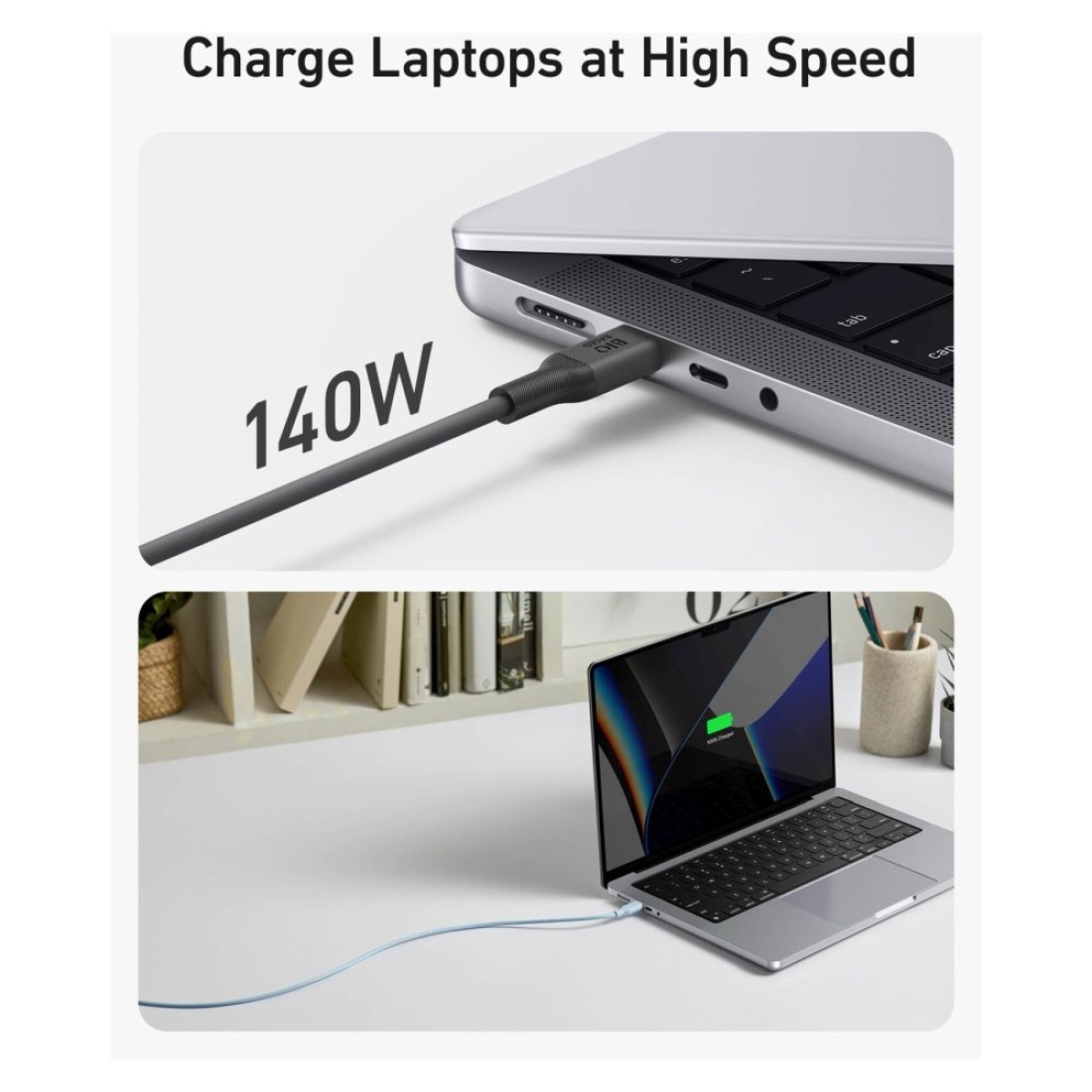 أنكر بايو-بيسد كابل USB-C إلى USB-C لمزامنة البيانات والشحن - أسود 3 قدم