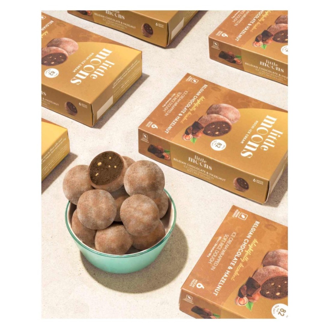 Little Moons Belgian Chocolate And Hazelnut Mochi Ice Cream 32g Pack of 6