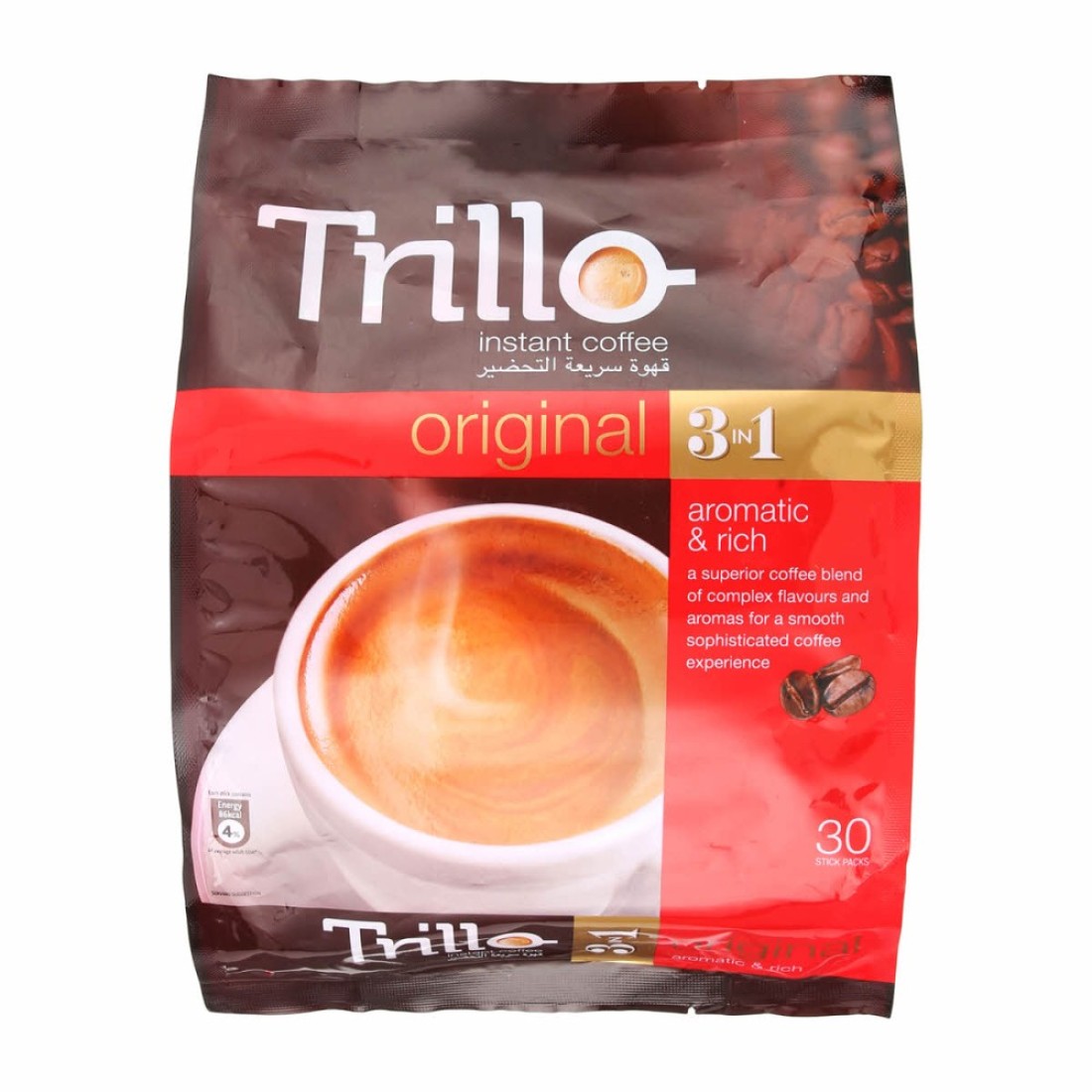 TRILLO 3 IN 1 COFFEE STICKS IN POUCH 30x20GM