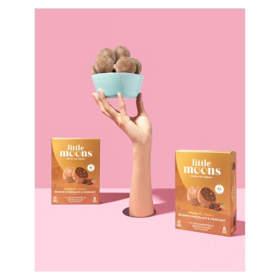 Little Moons Belgian Chocolate And Hazelnut Mochi Ice Cream 32g Pack of 6