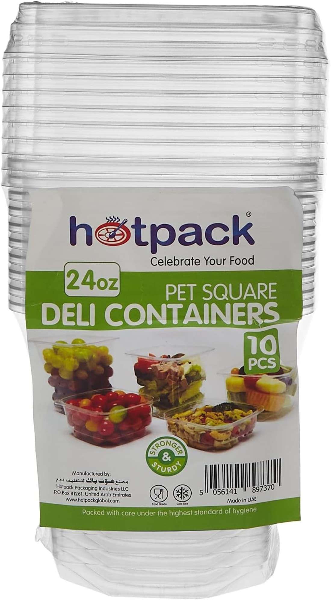 Hotpack | Deli Container Square With Lid 24Oz - Pet| 10 Pieces
