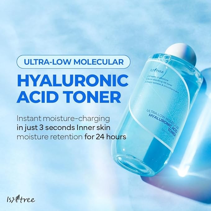 ISNTREE Ultra-Low Molecular Hyaluronic Acid Toner 300ml 10.14 fl.oz| Quick Absorbing Hyaluronic Acid Toner | Deeply hydrates and smoothens The Skin