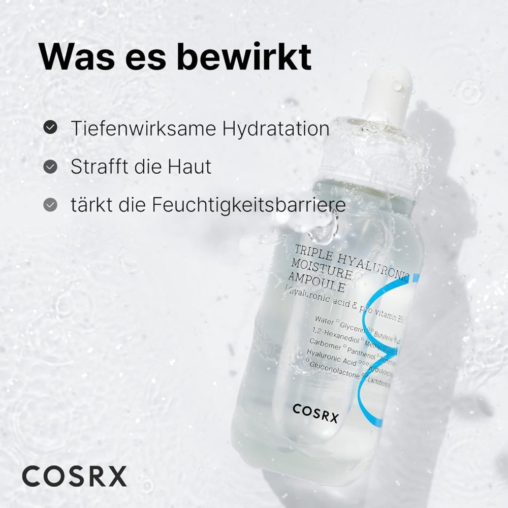 COSRX Hyaluronic Hydrium Triple Moisture | B5 has Moisturizing Serum | Regenerating | Anti - Inflammatory effects | Ampoule For Hydrated Skin by
