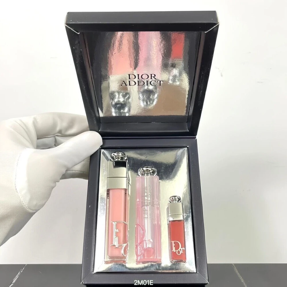 DIOR ADDICT 3-PIECE SET (001 Pink) Lip Glow Lip Maximizer & Mini LIP ESSENTIALS