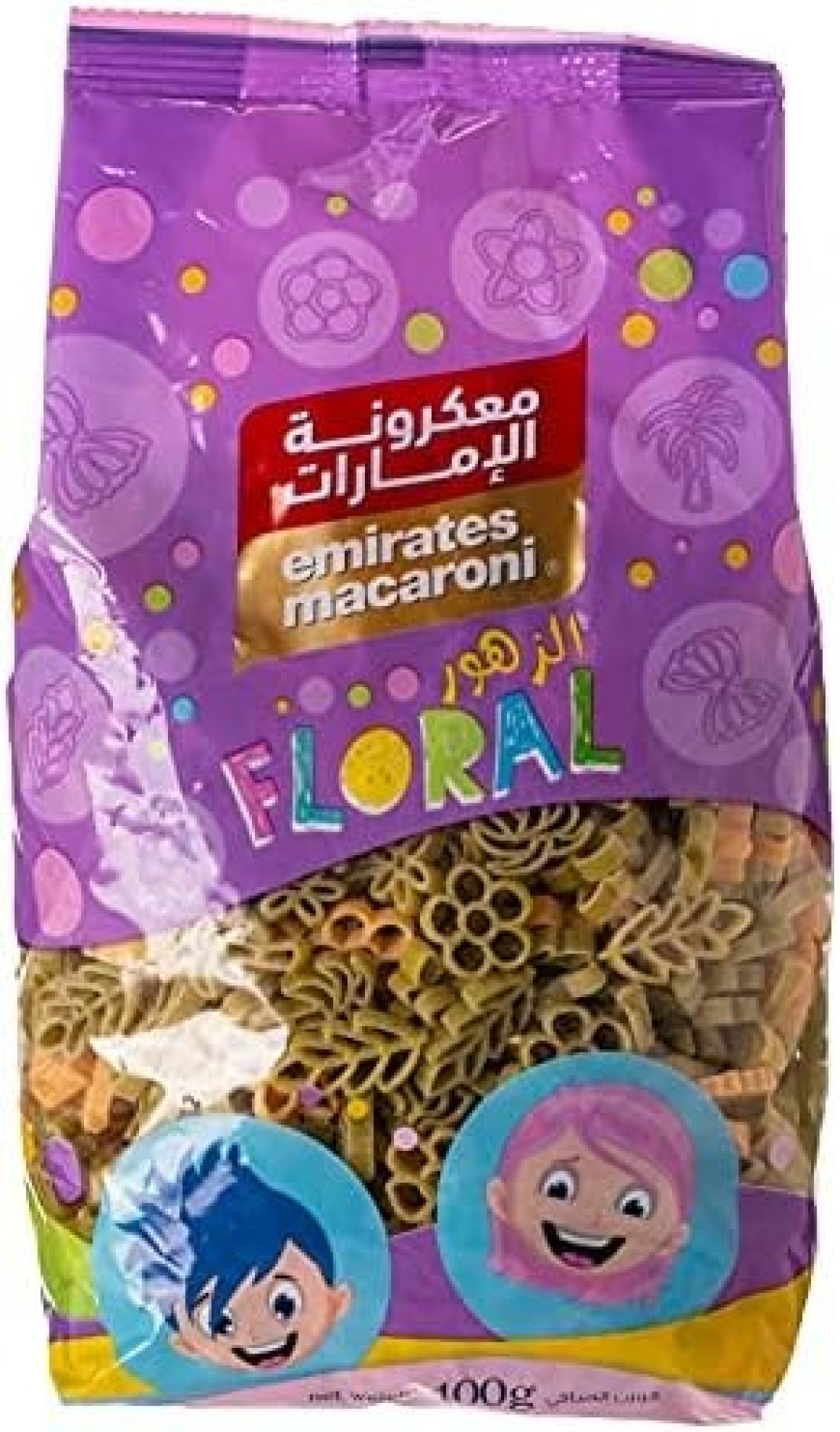 معكرونة الامارات للاطفال ثلاثية الالوان بأشكال الزهور 400 جرام