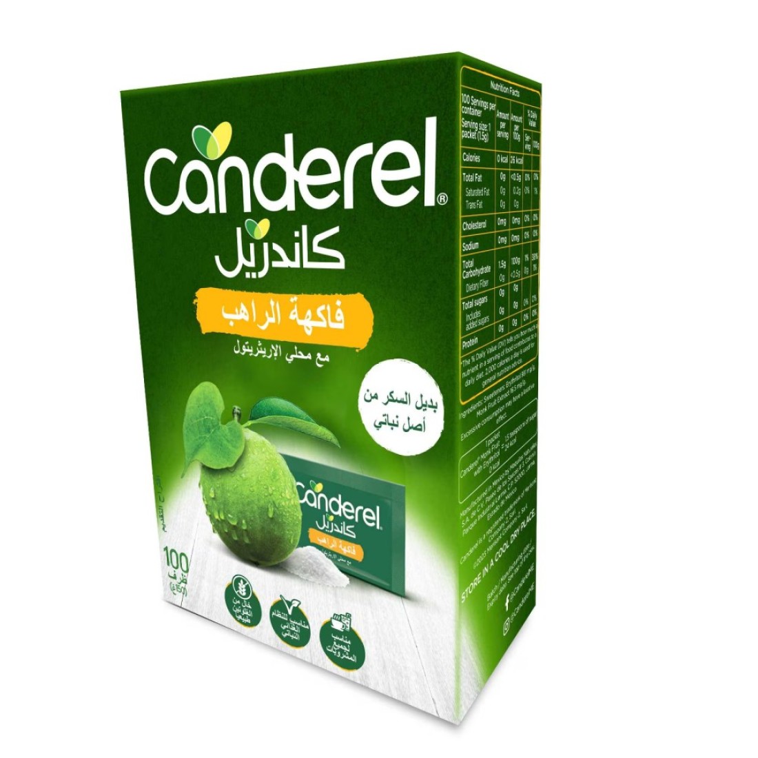 Canderel Monk Fruit Sachets With Erythritol 100 Sachets 150g