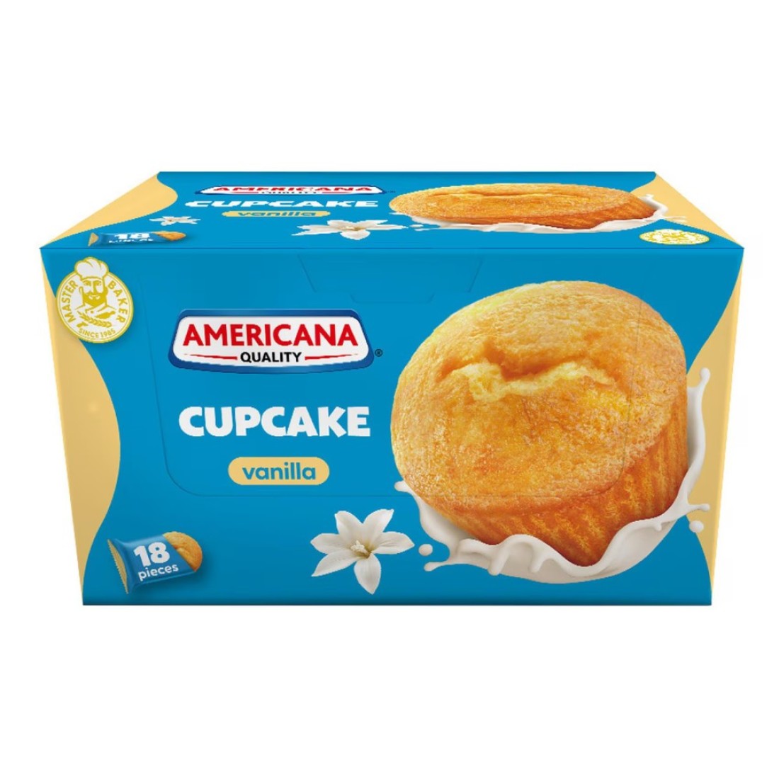Americana Vanilla Filled Cupcake 25g Pack of 18