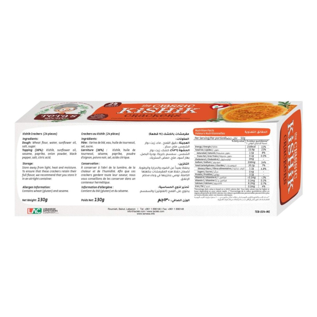 Teta&#39;s Recipe The Classic Kishik Crackers 130g