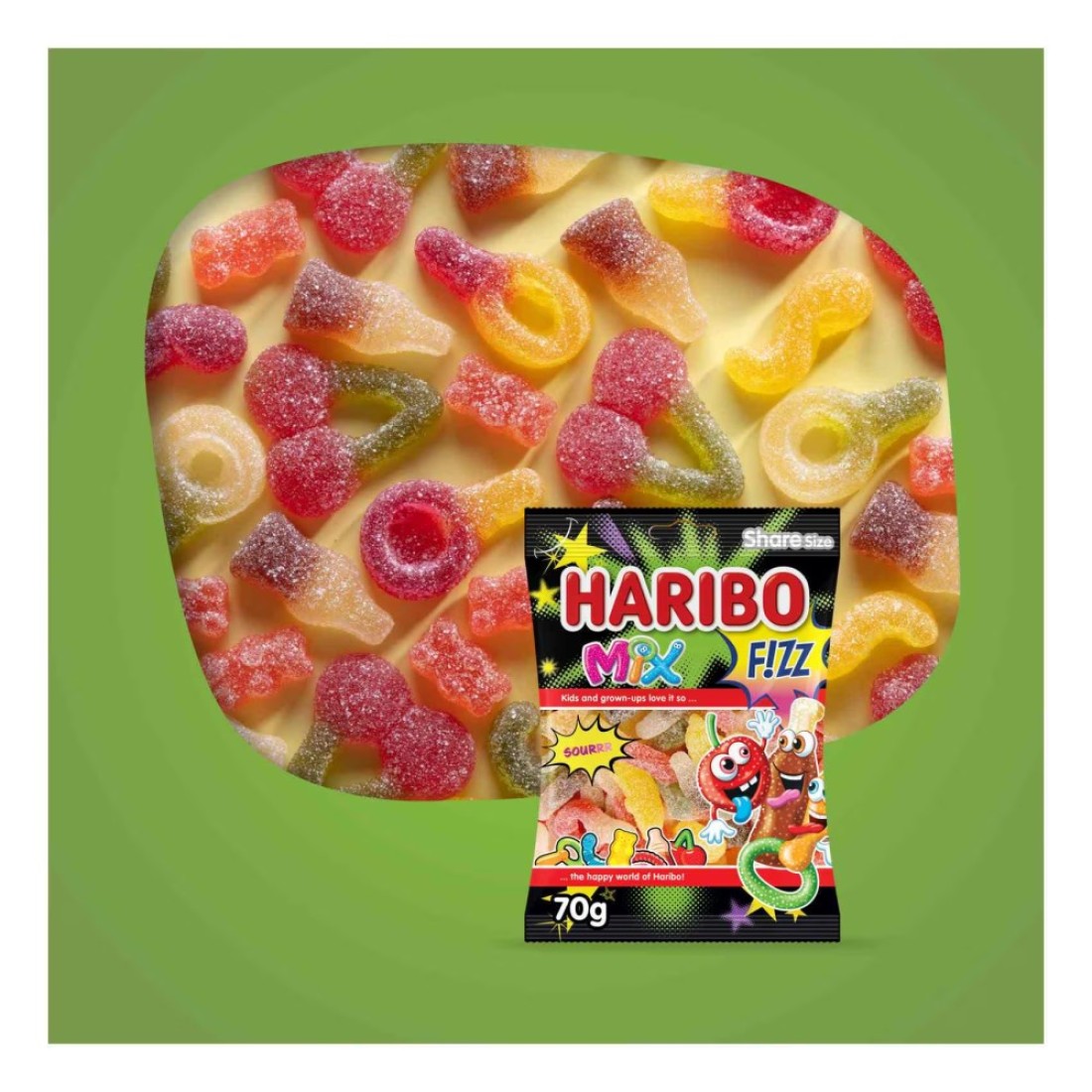 Haribo Mix Fizz Sour Gummy Candy, 70g