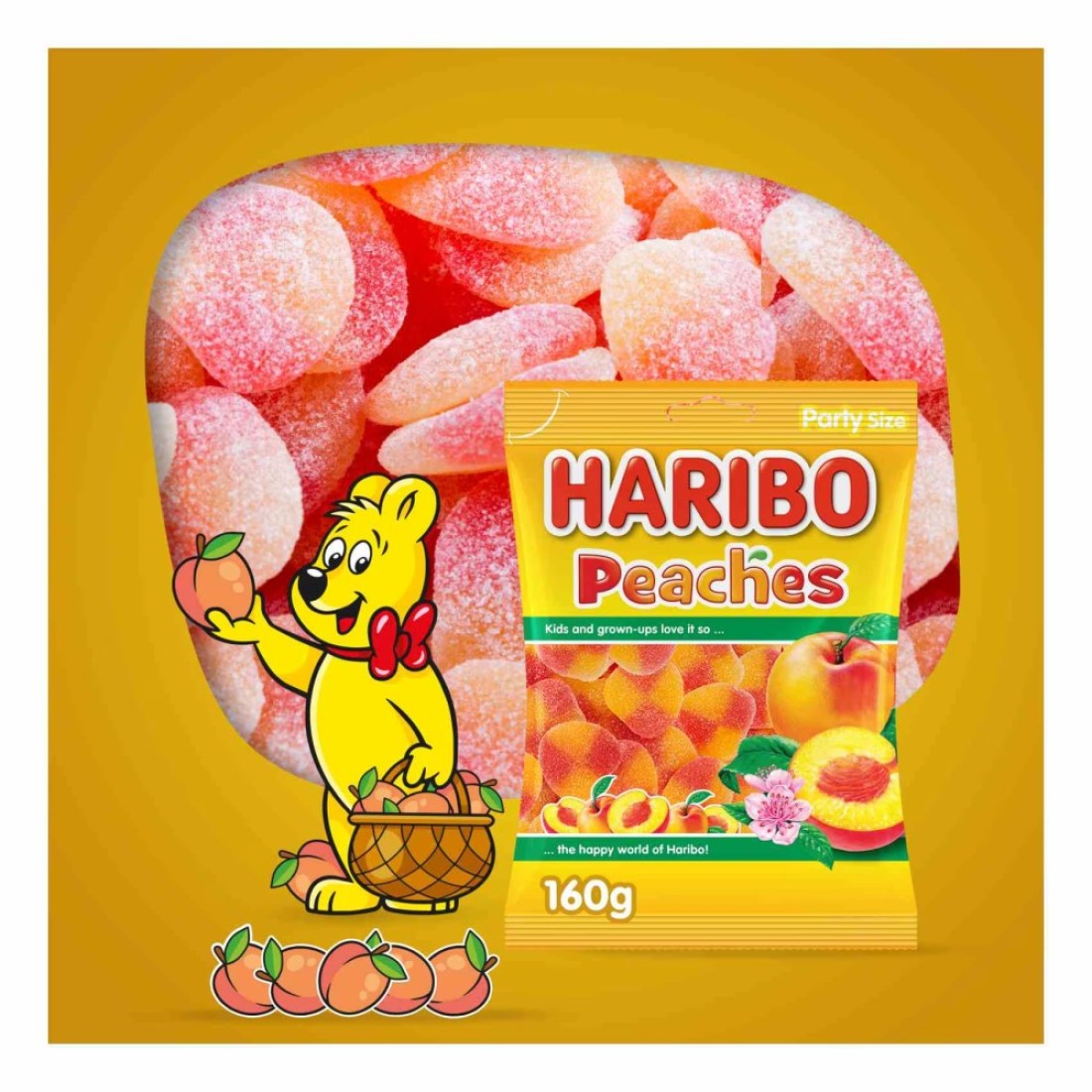 Haribo Peaches Candy, 160g