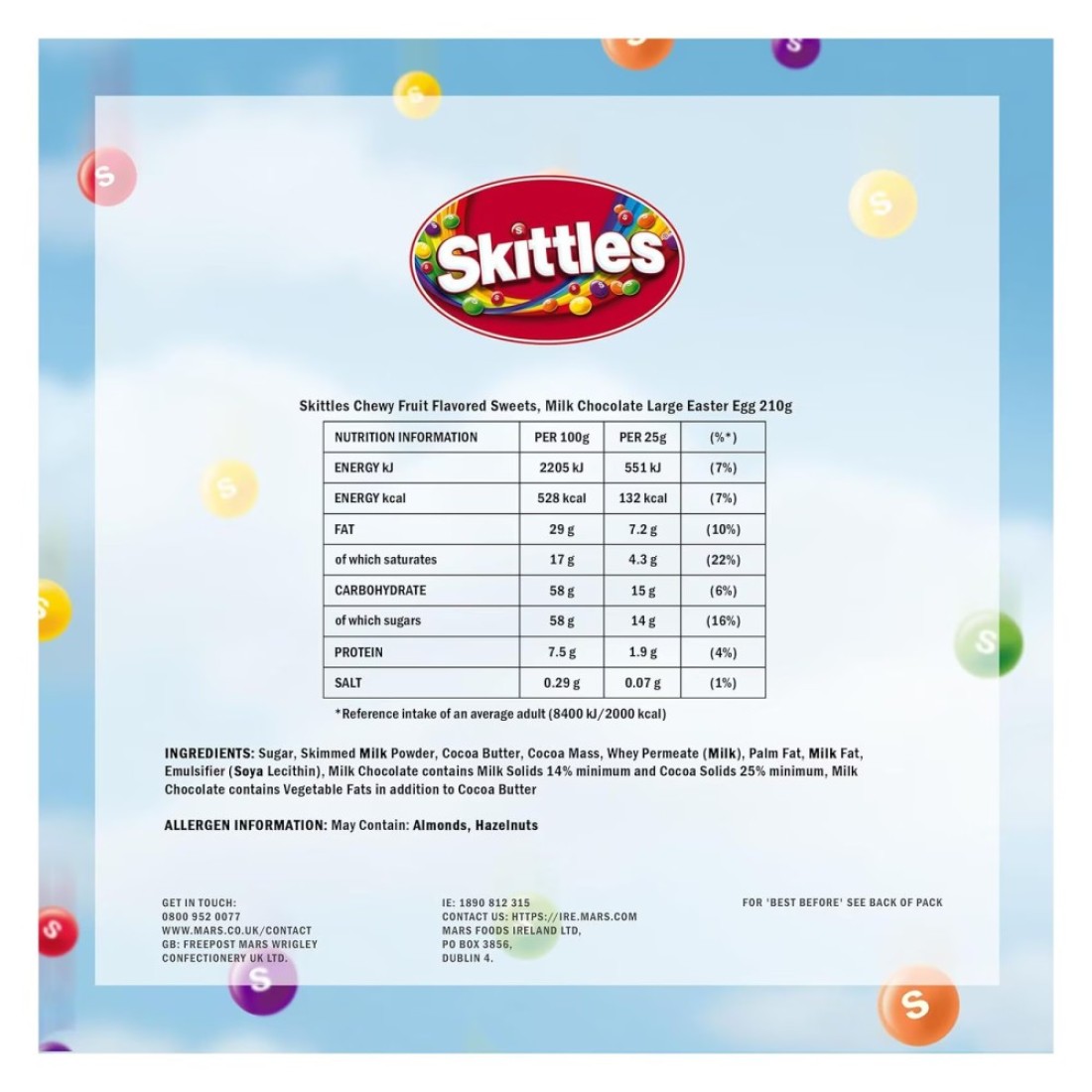Skittles Large Egg Candy Box, 210g