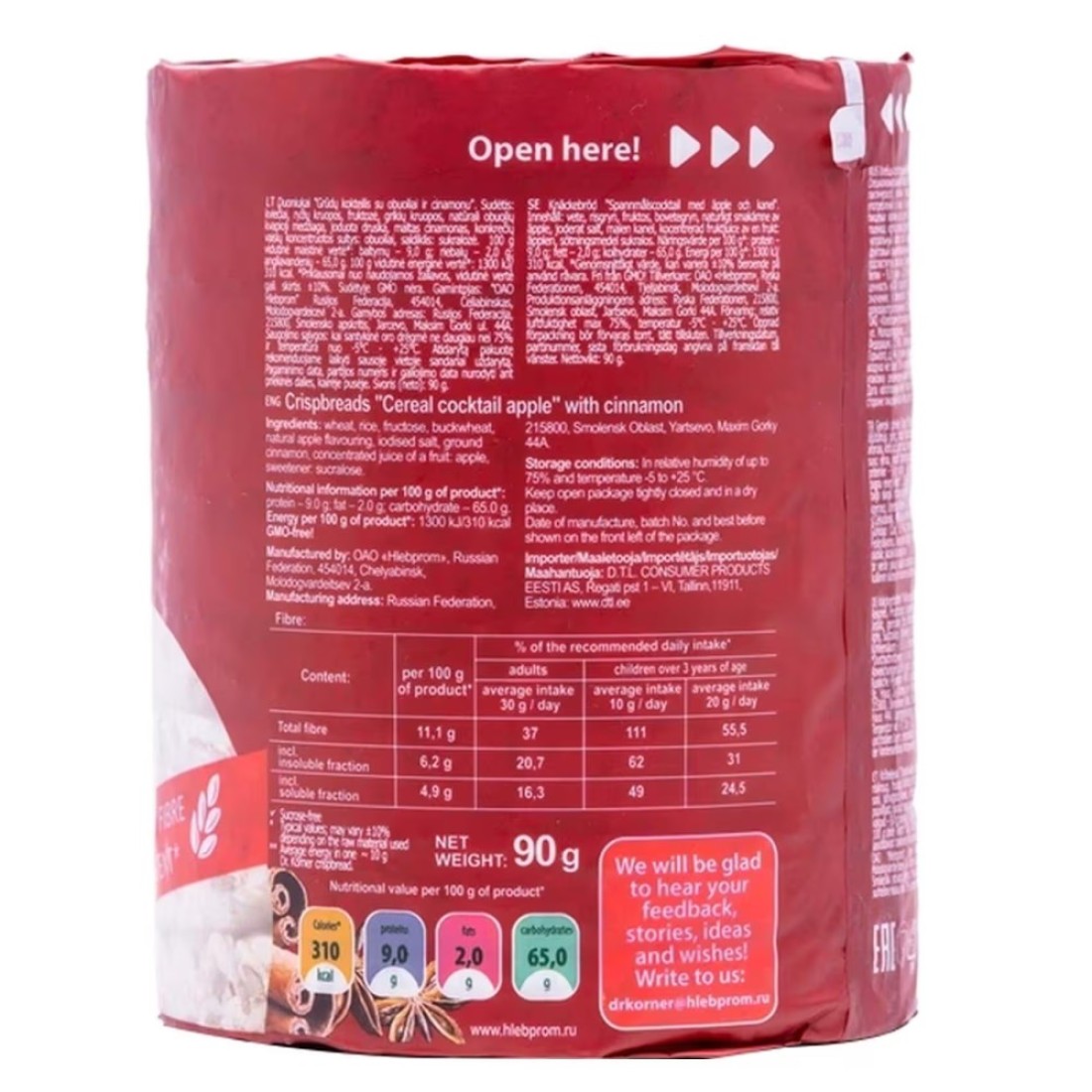 Dr. Korner Cereal Cocktail with Apple and Cinnamon Crispbreads 90g