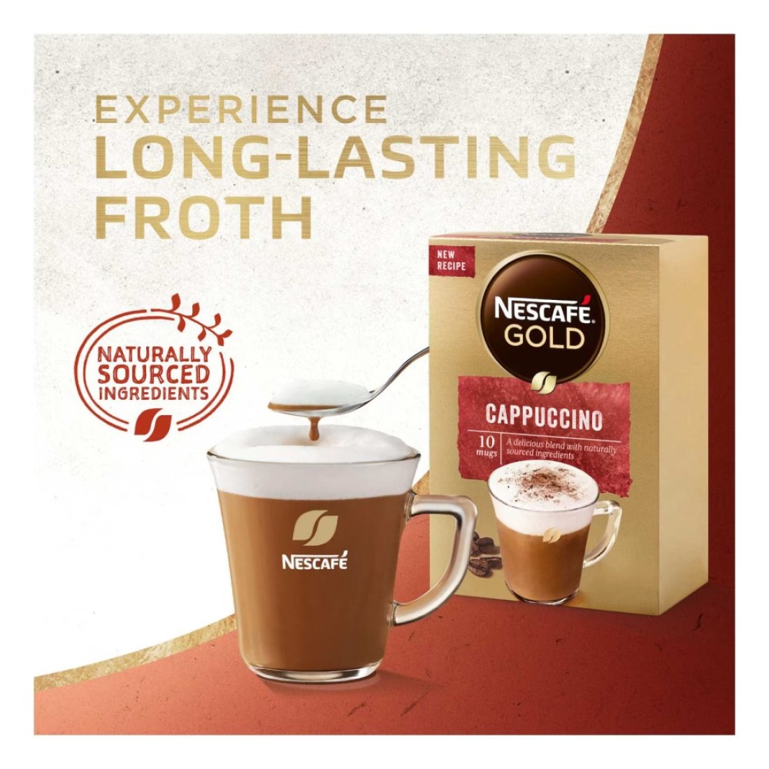 Nescafe Gold Cappuccino Sweetened Coffee Mix , 15.5g Pack of 10