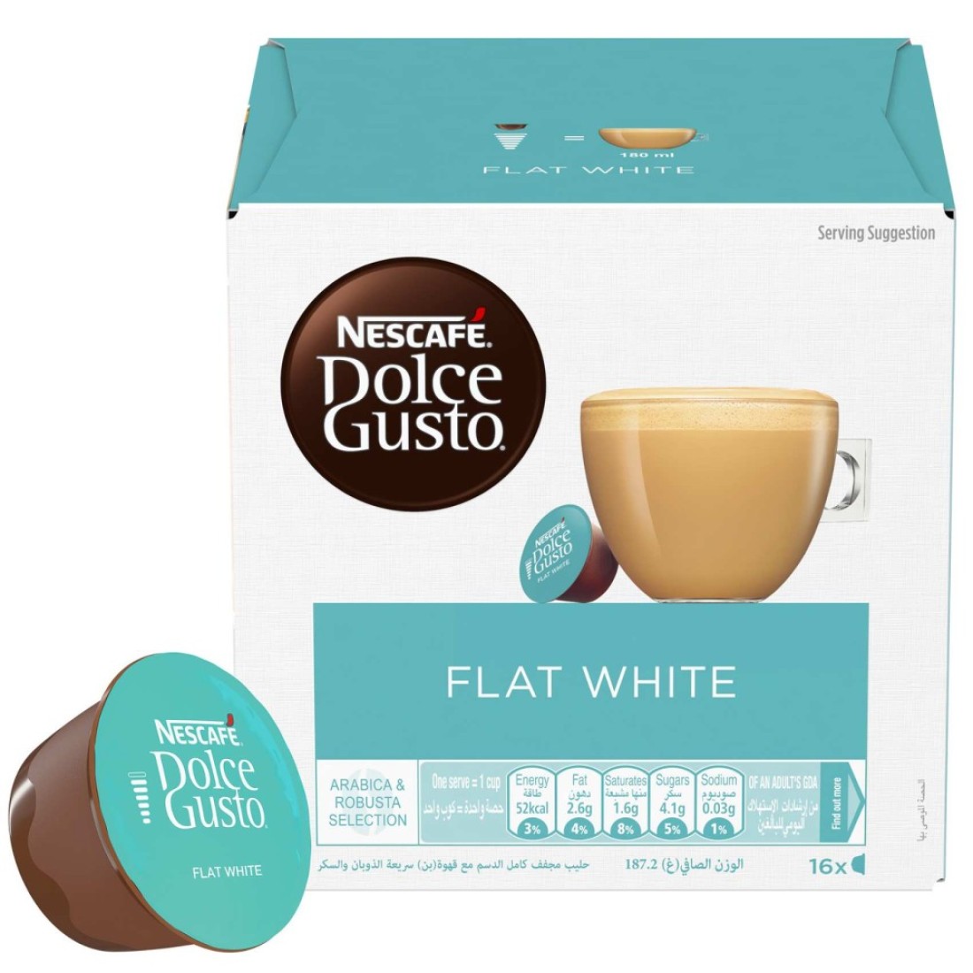 Nescafe Dolce Gusto Flat White Coffee, 16 Capsules