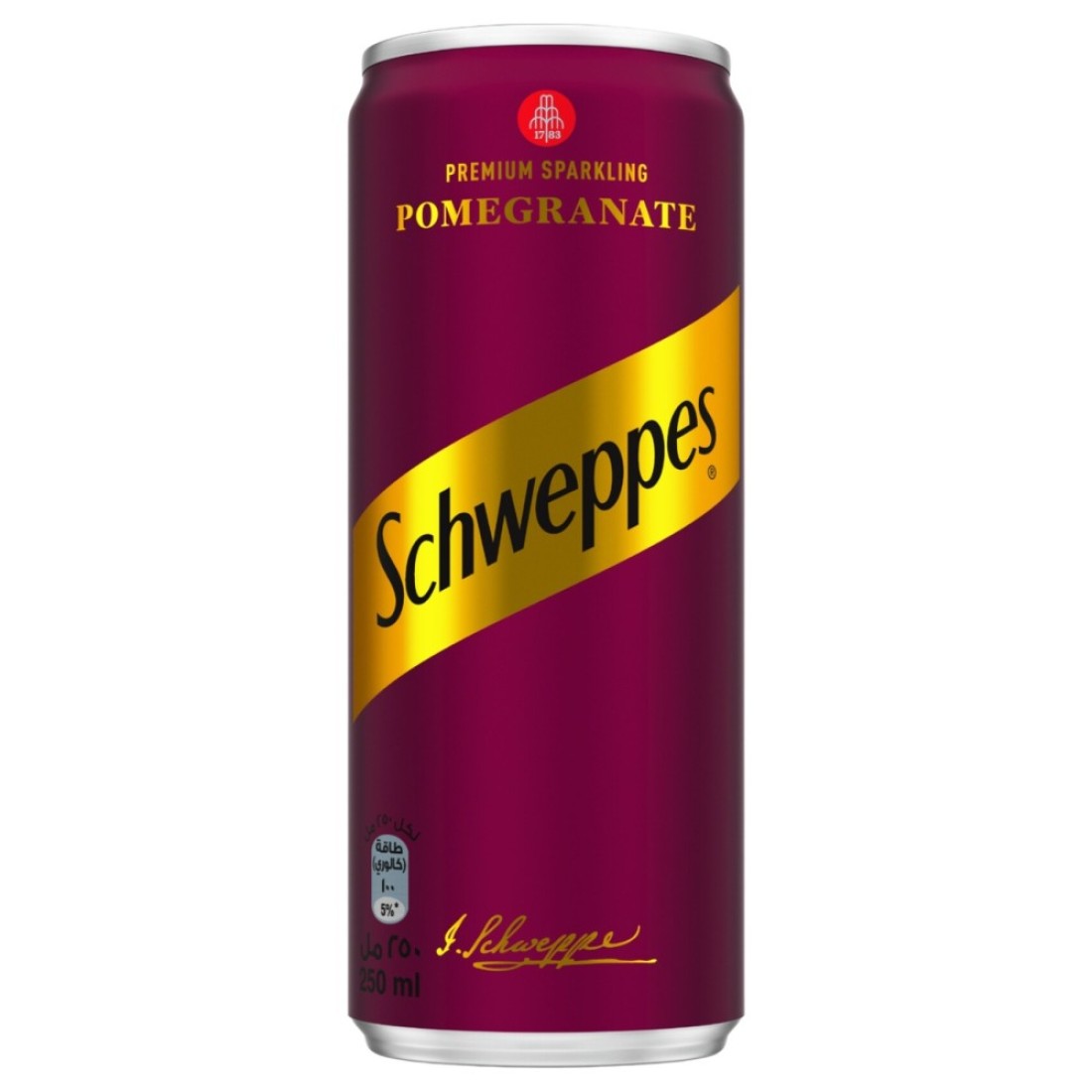 Schweppes Pomegranate Sparkling Carbonated Beverages Cans, 250ml Pack of 6