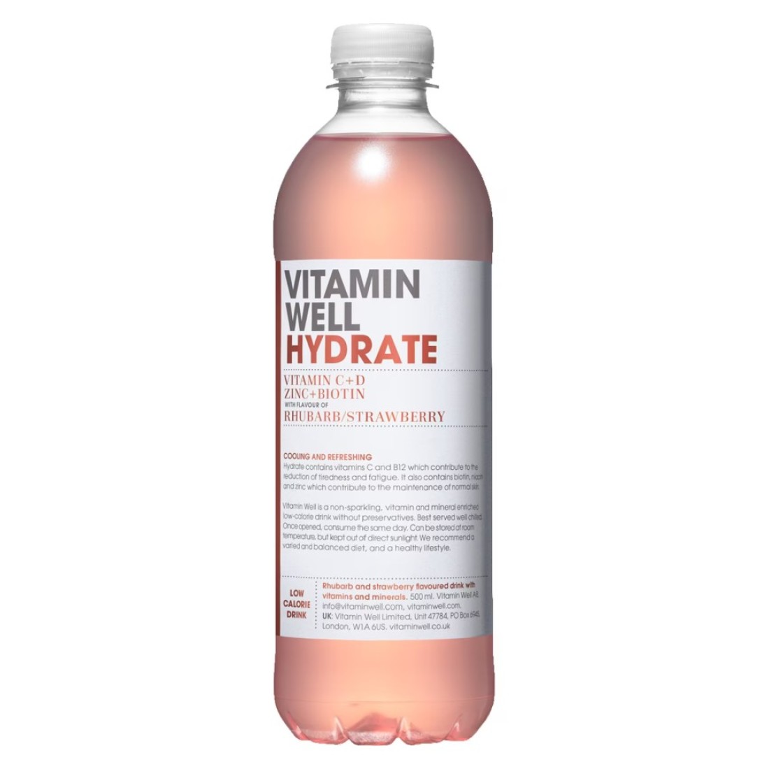 Vitamin Well Hydrate Rhubarb and Strawberry Drink 500ml Pack of 6