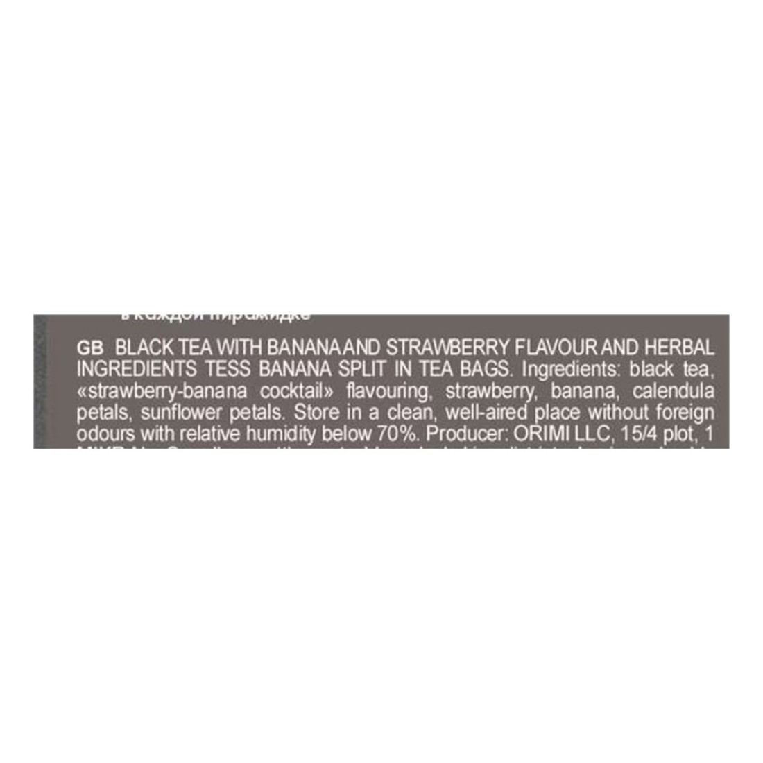 Tess Banana Split Black Tea Banana and Strawberry 20 Tea Bags
