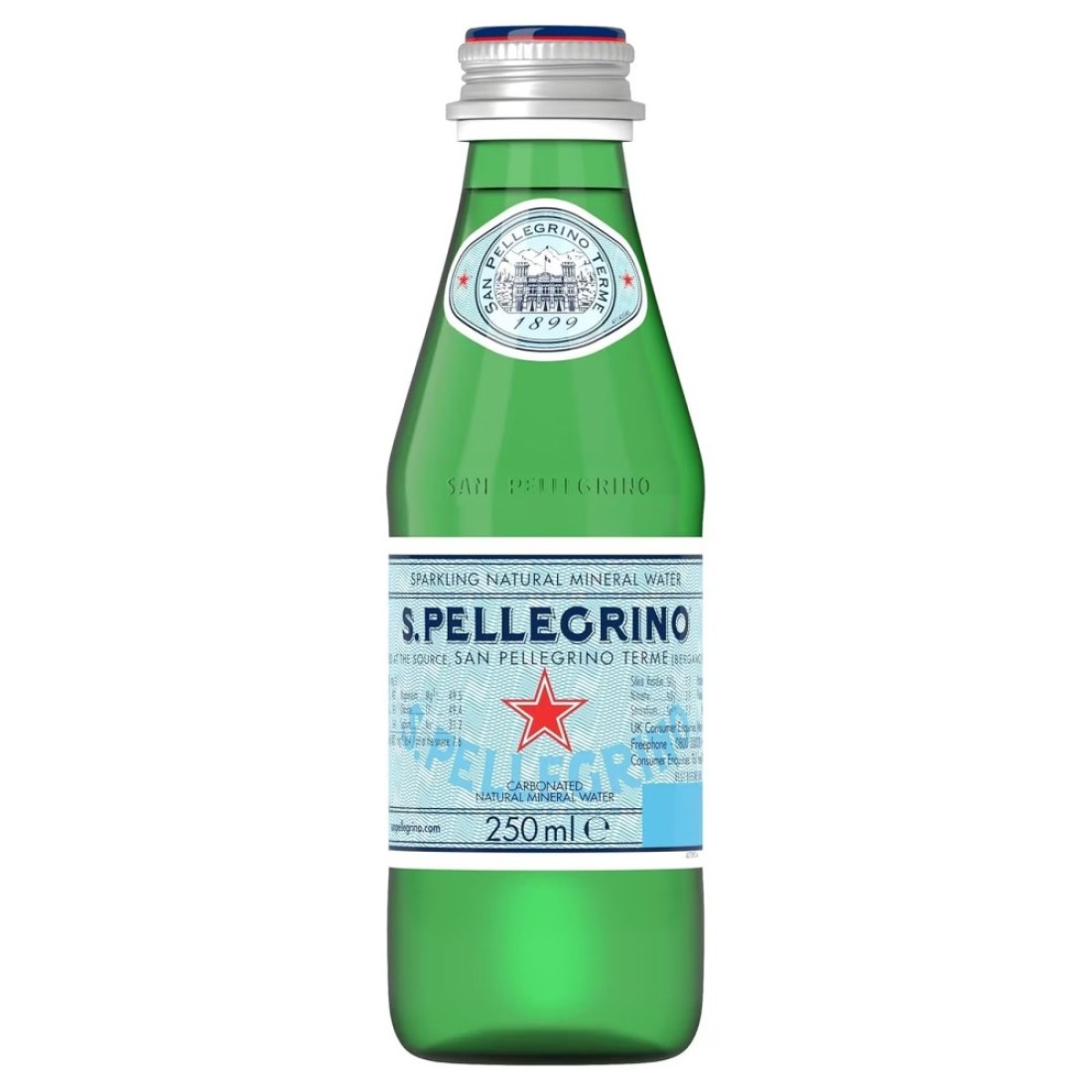 San Pellegrino Sparkling Natural Mineral Water 250ml Pack of 6