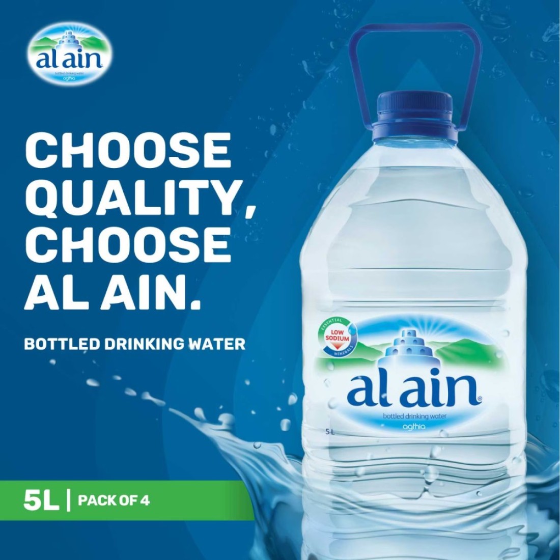 Al Ain Low Sodium Bottled Drinking Water 5L Pack of 4