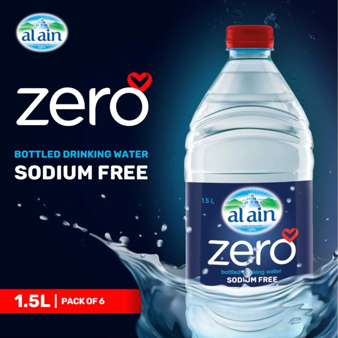 Al Ain Zero Sodium Free Drinking Water 1.5L Pack of 6