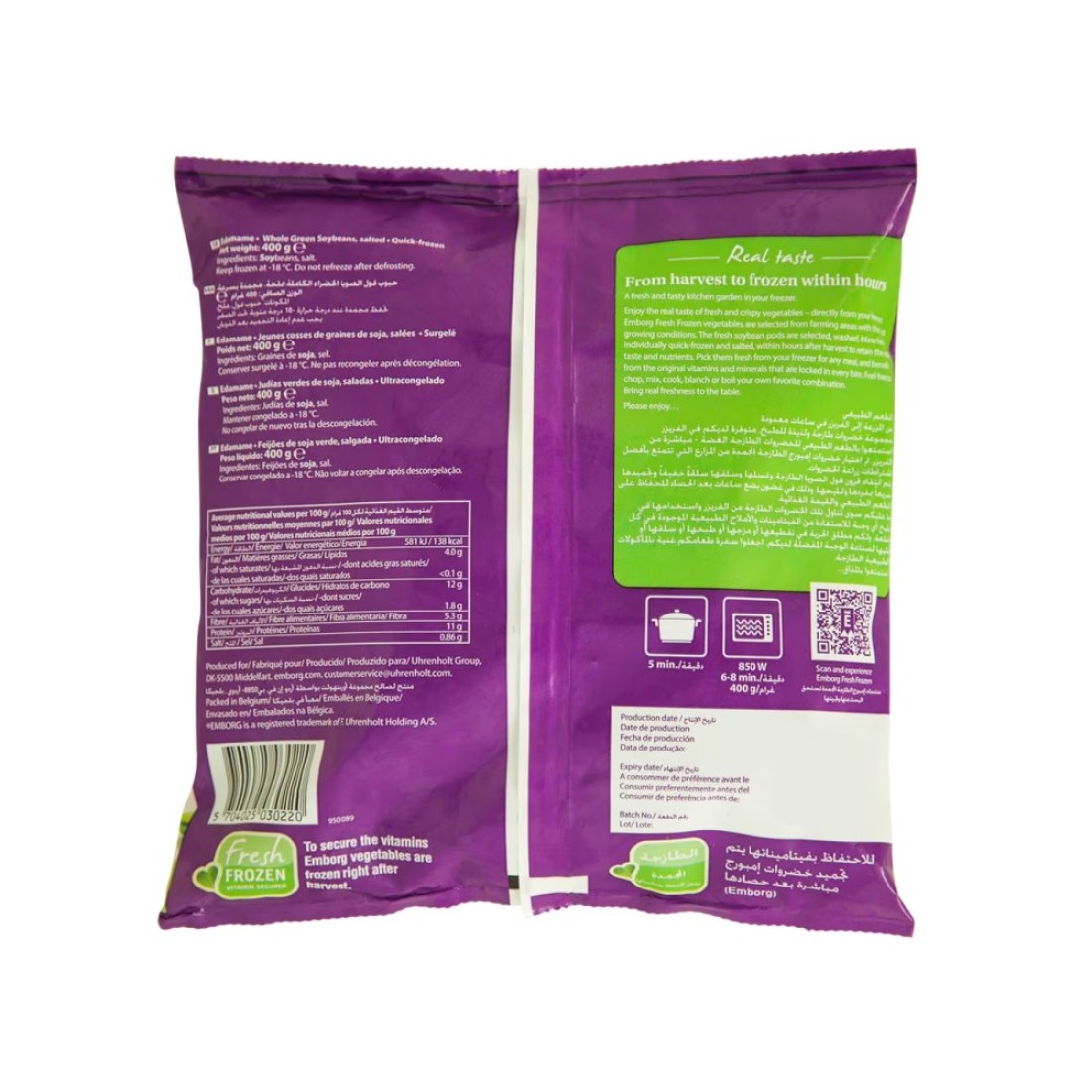 Emborg Frozen Edamame Whole Green Soybeans 400g