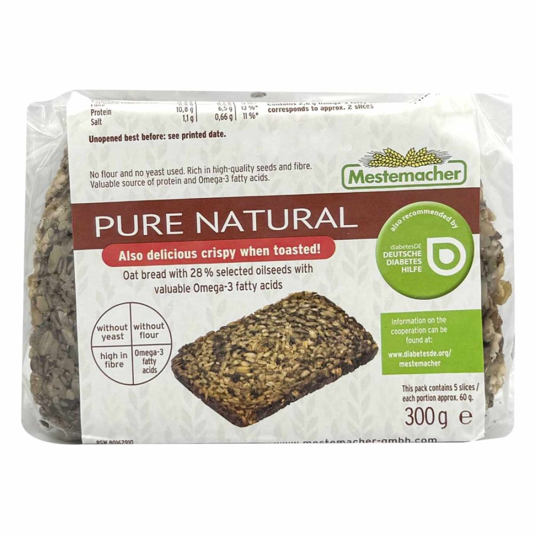Mestemacher Pure Natural Oat Bread, 300g