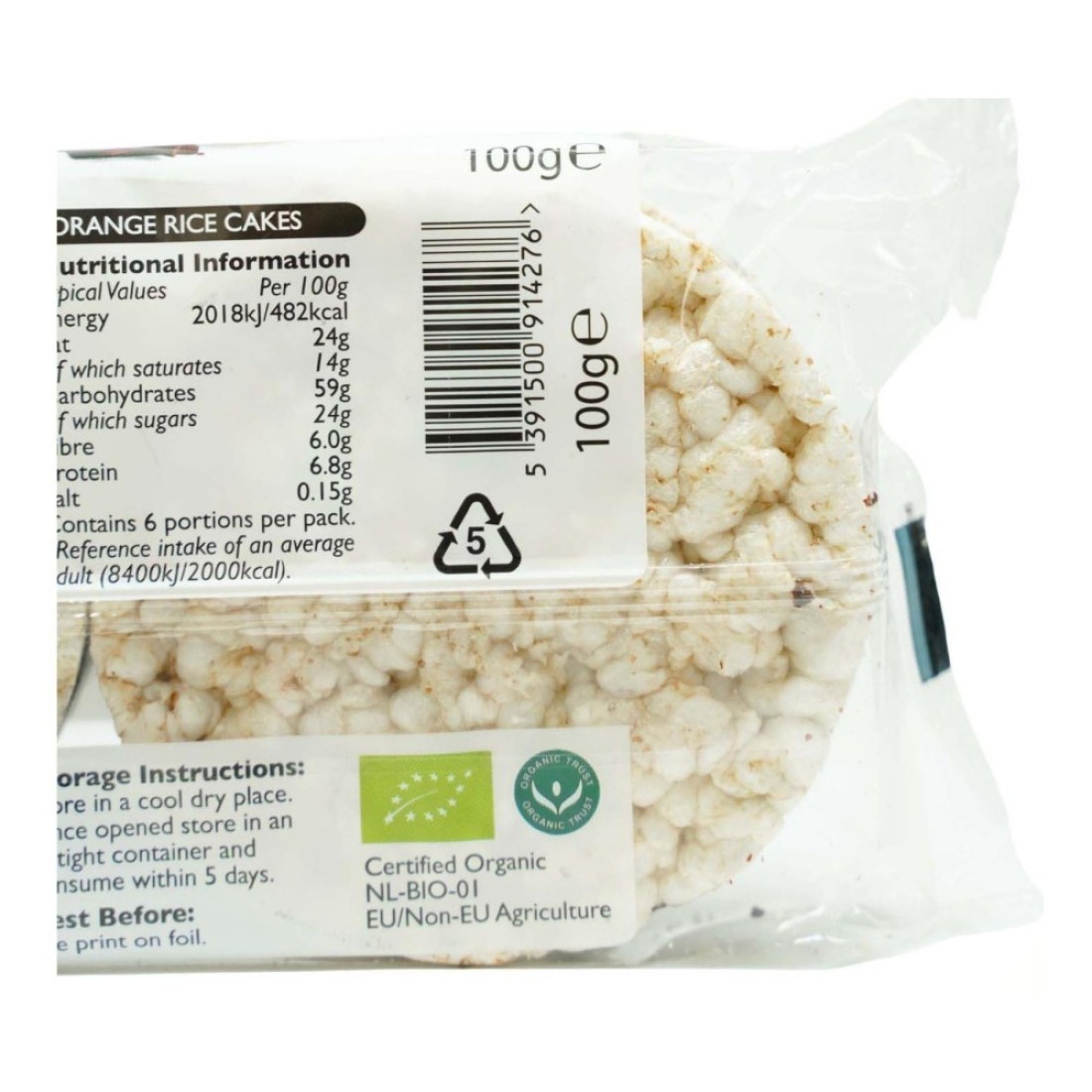 Bunalun Organic Dark Chocolate And Orange Rice Cakes 100g