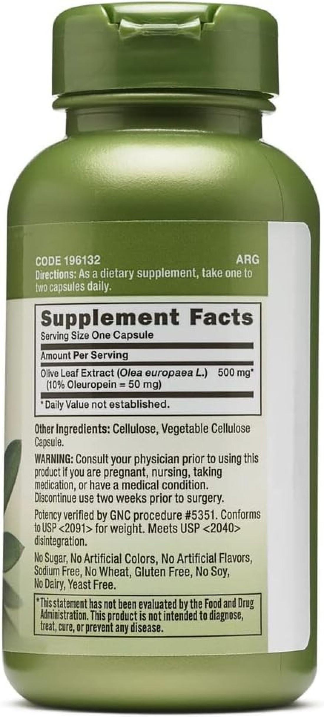 GNC Herbal Plus Olive Leaf 500 mg