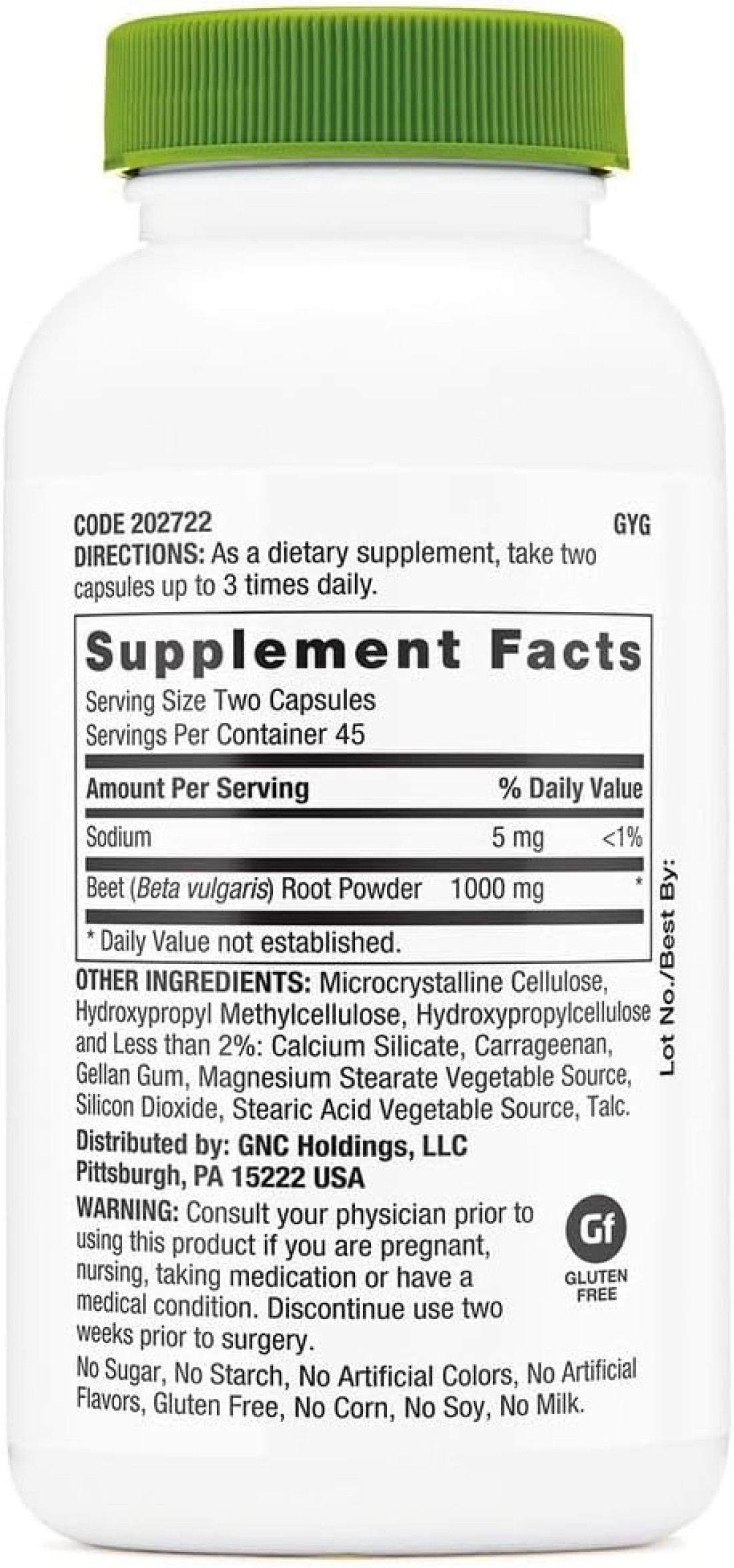 GNC SuperFoods Beet Root - 90 Capsules
