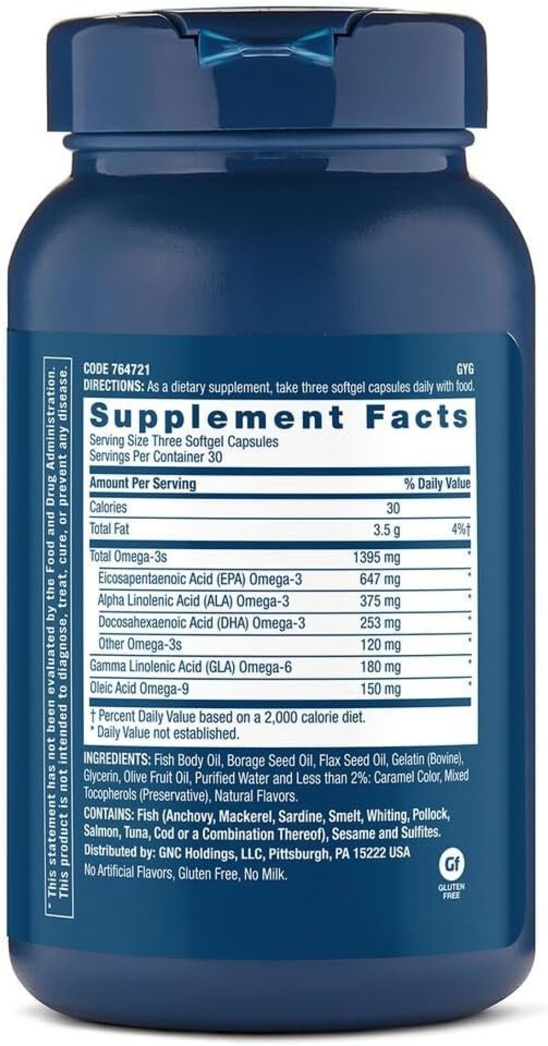 GNC Triple Strength Omega Complex, Lemon