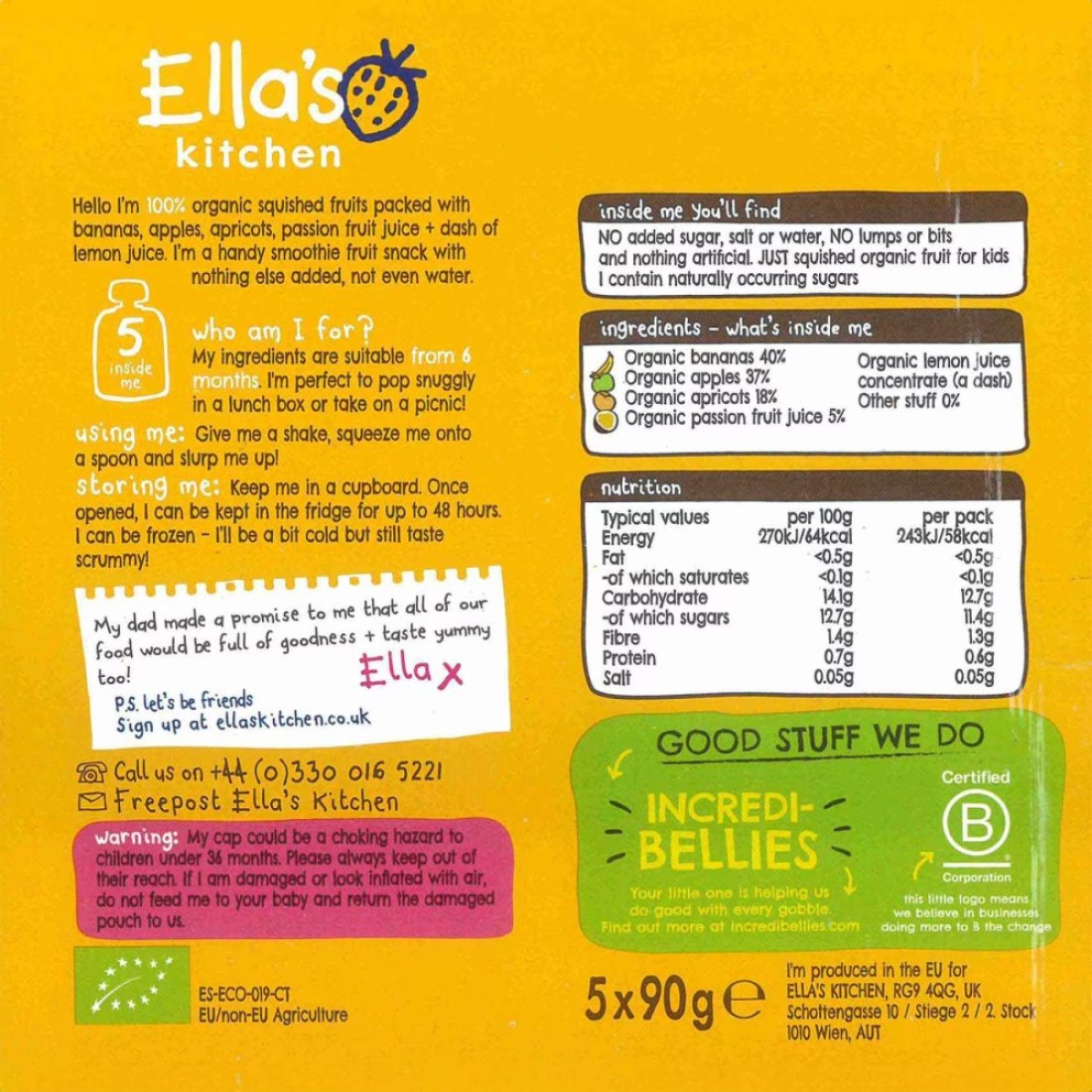 Ella&#39;s Kitchen Organic The Yellow One Smoothie 90g (Discontinued)