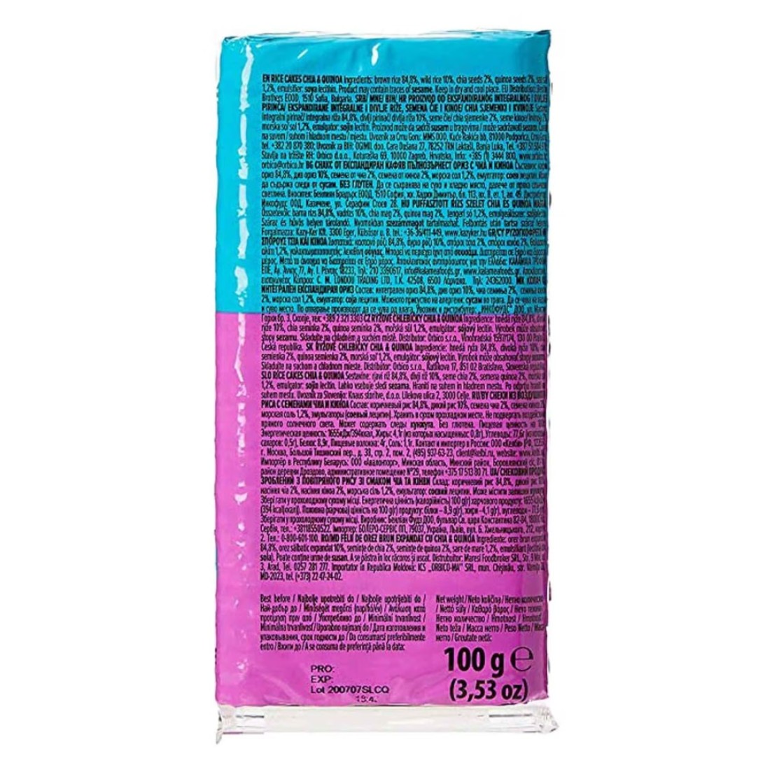 Benlian Slim Gluten-Free Chia And Quinoa Rice Cakes 100g