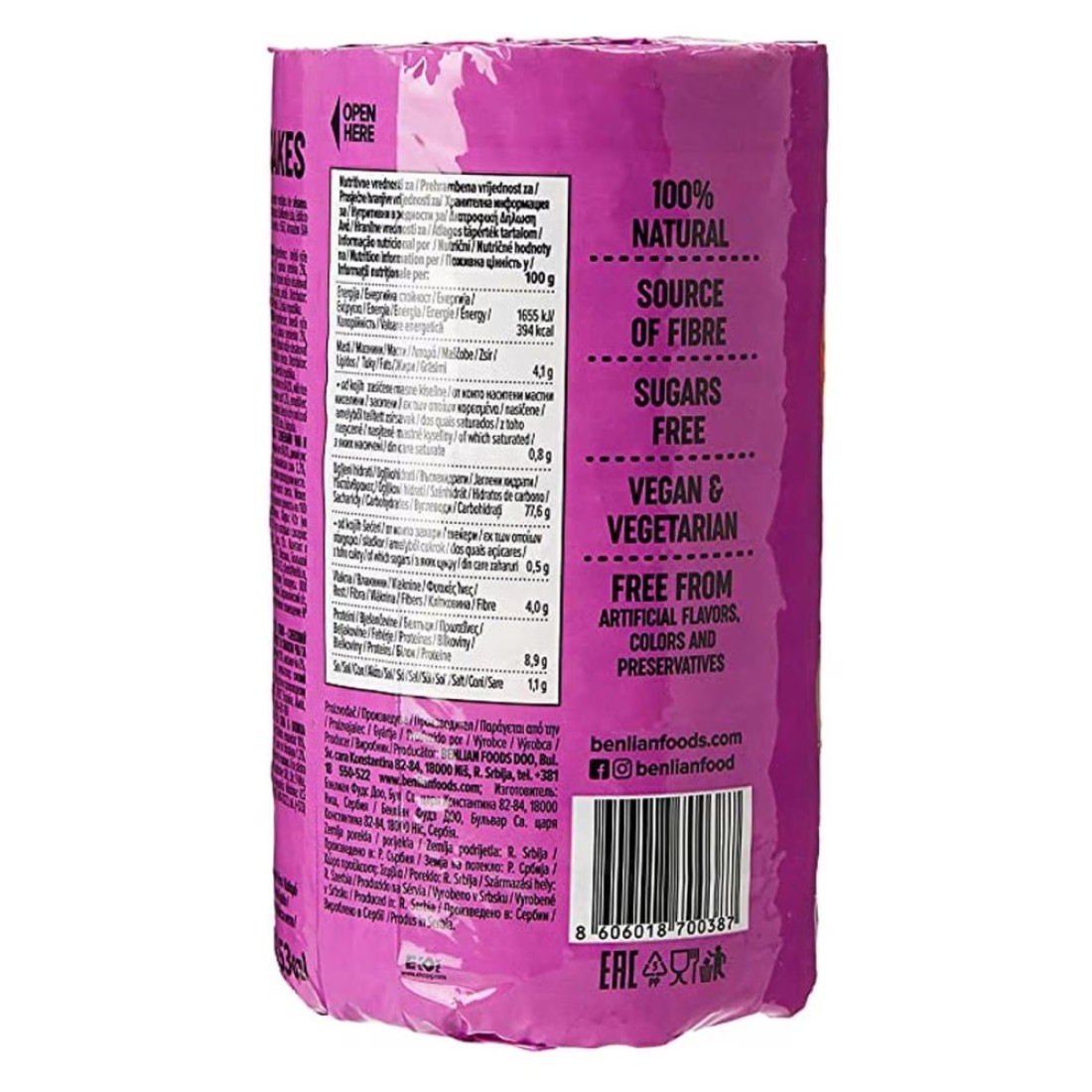 Benlian Gluten-Free Chia And Quinoa Rice Cakes 100g