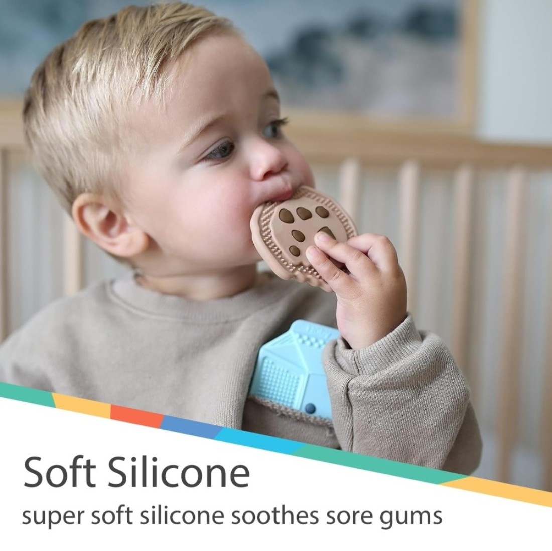 Nuby All Silicone Chocolate Chip Cookie Teether 3 Months