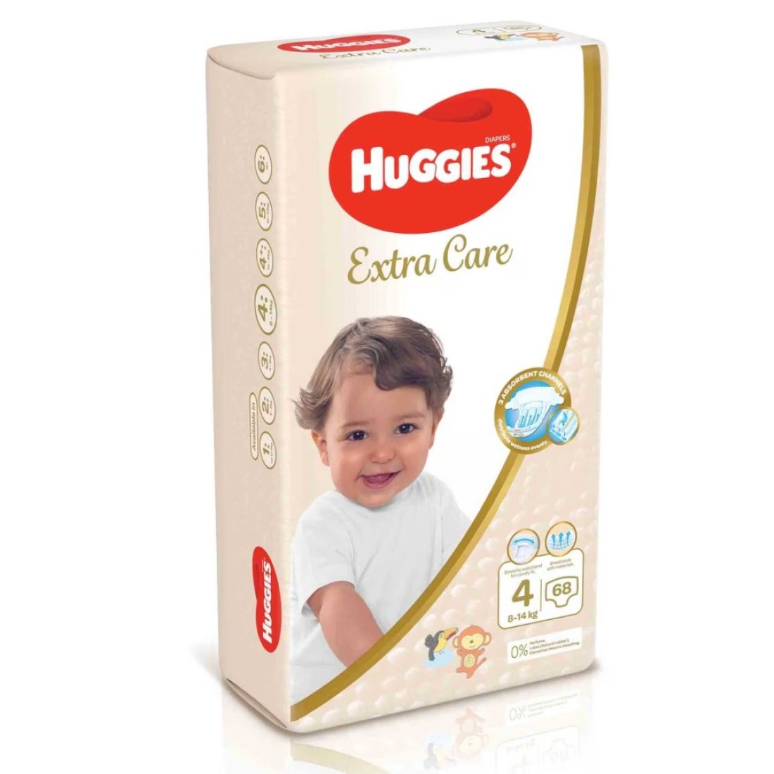 Huggies Extra Care Diapers Size 4 8-14kg Jumbo Pack 68 Diapers