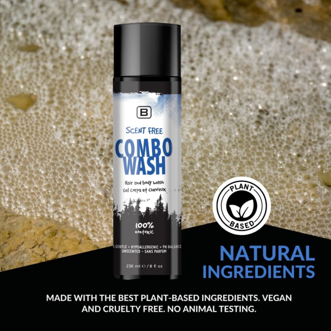 Natural and Organic Scent Free Combo Wash - EWG VERIFIED &trade; Cruelty Free Vegan Unscented. Free of harsh ingredients such as parabens and sulfates.