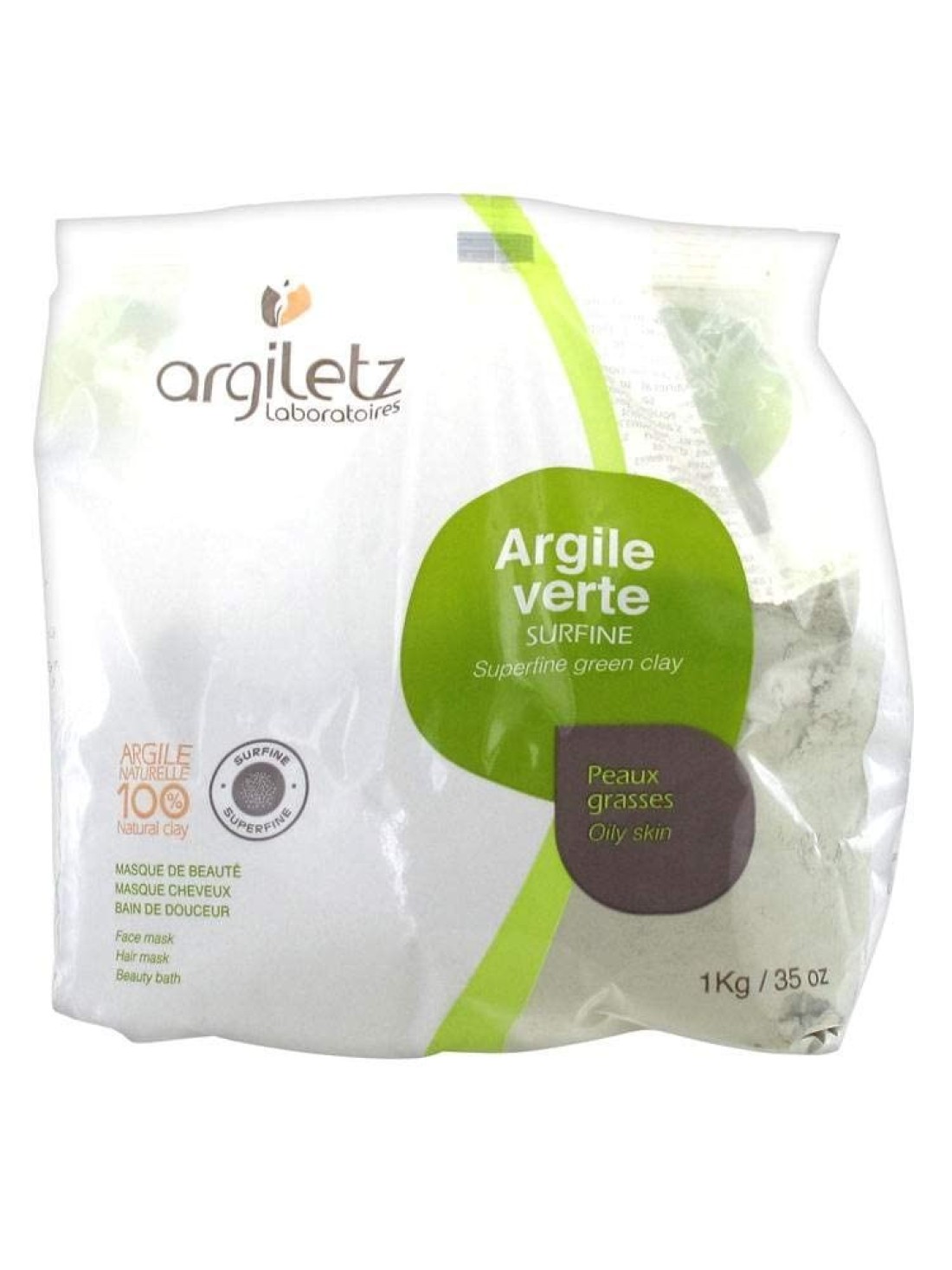 Argiletz Green Clay Surfine 22Lb1Kg 100 sourced and produced in France