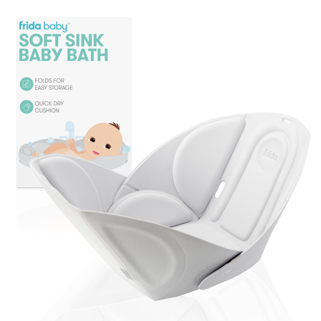 Frida Baby Soft Sink Baby Bath Seat Sink Bather for Baby Easy to Clean Baby Bathtub Bath Cushion That Supports Babys Head