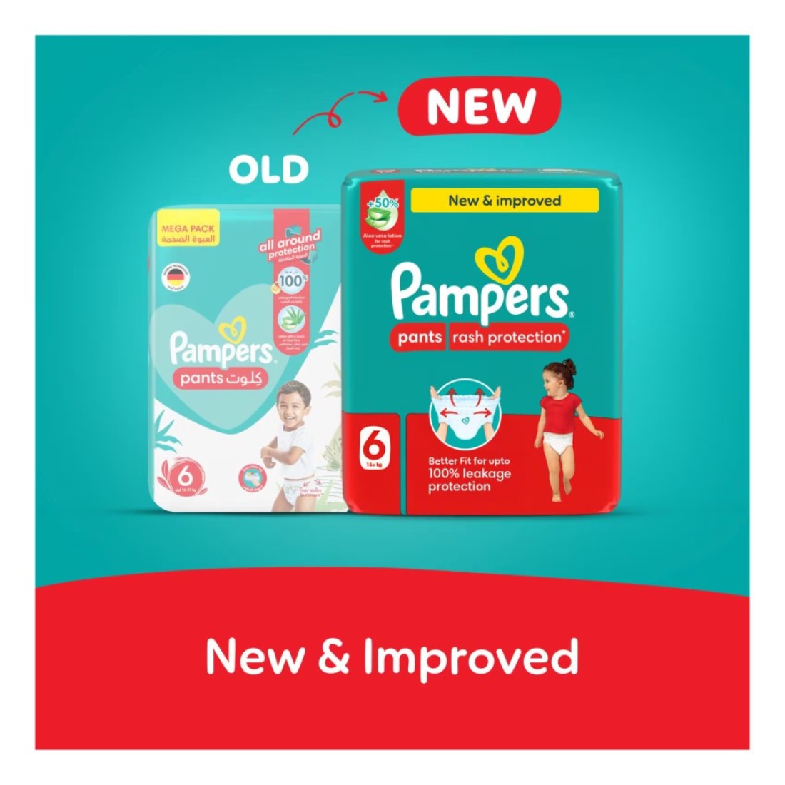 Pampers Rash Protection Diaper Pants with Aloe Vera Lotion Size 6 16kg+ Mega Pack 34 Pants