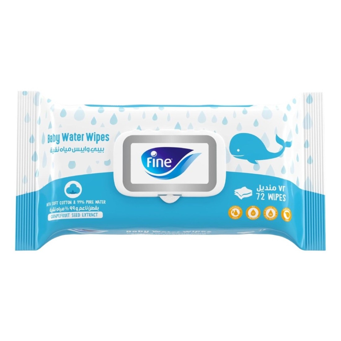 Fine Instant Dry Diaper Pants Large Size 4 9-15kg 44 Pants and Baby Water Wipes 72 Wipes