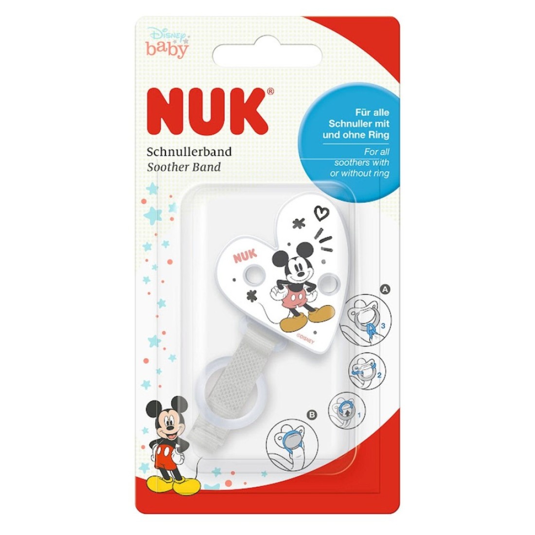 Nuk Disney Mickey Mouse Baby Soother Band SNK751 White