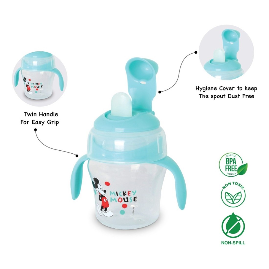 Disney Mickey Mouse Sipper With Spill Proof Straw Blue