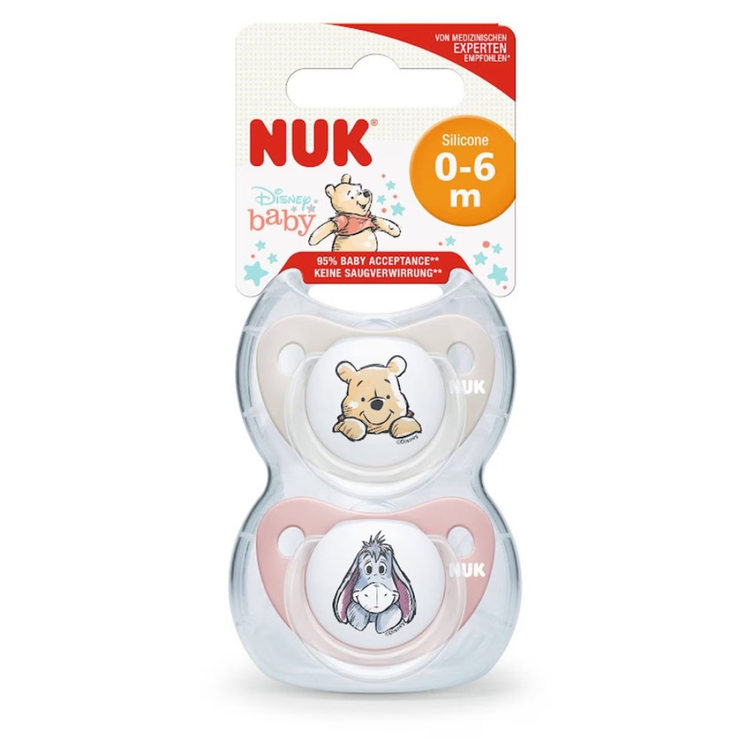 Nuk Disney Winnie The Pooh Baby Silicone Soother 0-6m Multicolour Pack of 2