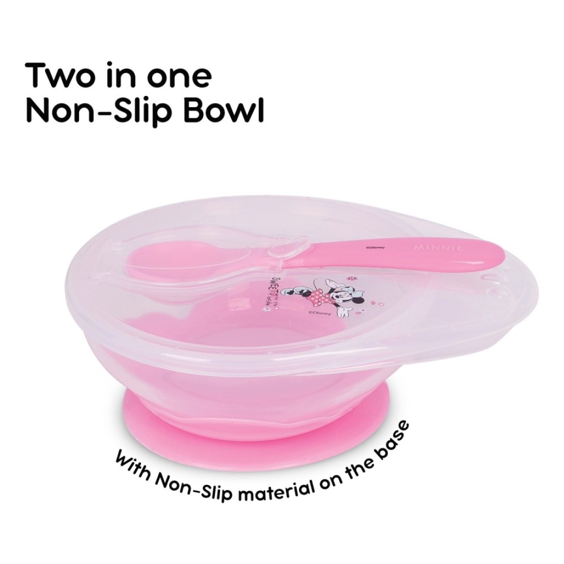 Disney Minnie Mouse Silicone Suction Bowl And Spoon Set Pink